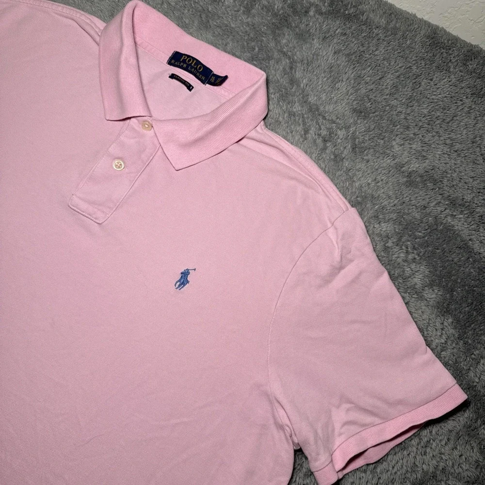 Polo Ralph Lauren Men's XL Light Pink Classic Fit Short Sleeve Shirt Blue Pony